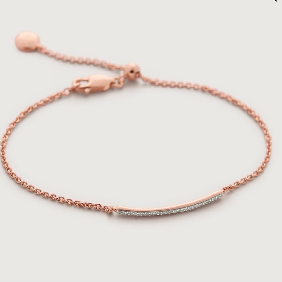 Monica Vinader Skinny Short Bar Bracelet | gold + diamonds - Picture 2 of 6